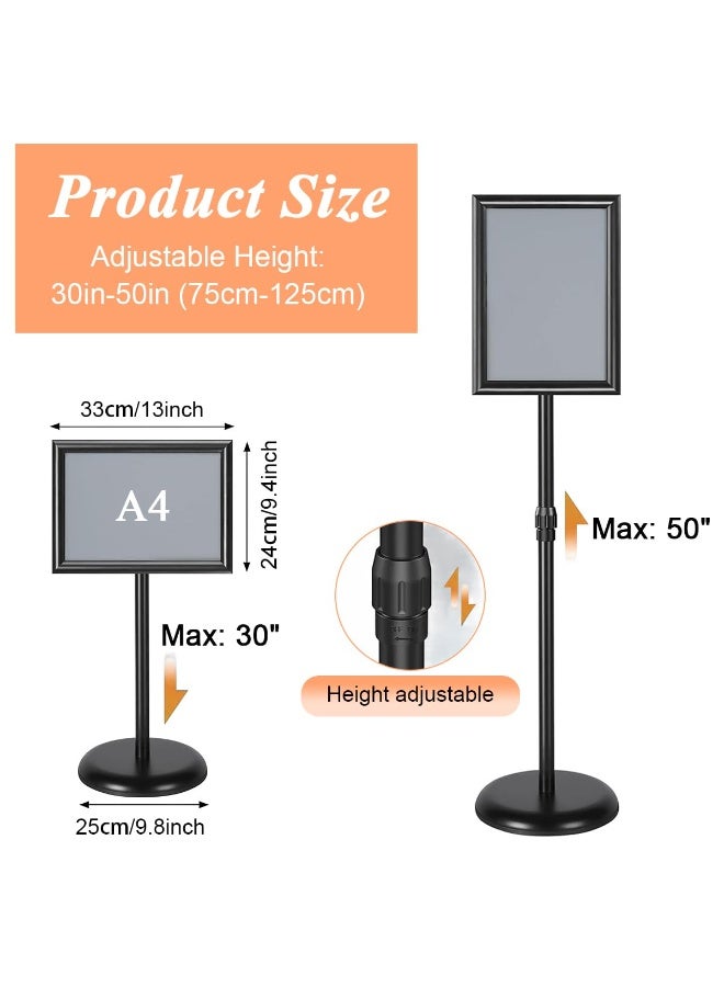NANAO 9.4x13 Inch Heavy-Duty Adjustable Floor Standing Sign Holder, Pedestal Standing Sign Holder Stand Poster Stand with Round Base for Vertical/Horizontal Sign Display - Image 2