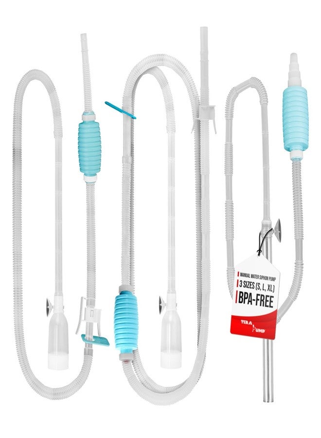 TERA PUMP Aquarium Siphon Pump Bundle 3-in-1 Fish Tank Gravel Vacuum Cleaner Kit for Nano, Standard & Large Tanks, Manual Water Changer with Gravel Filter & Long Hose - Image 1