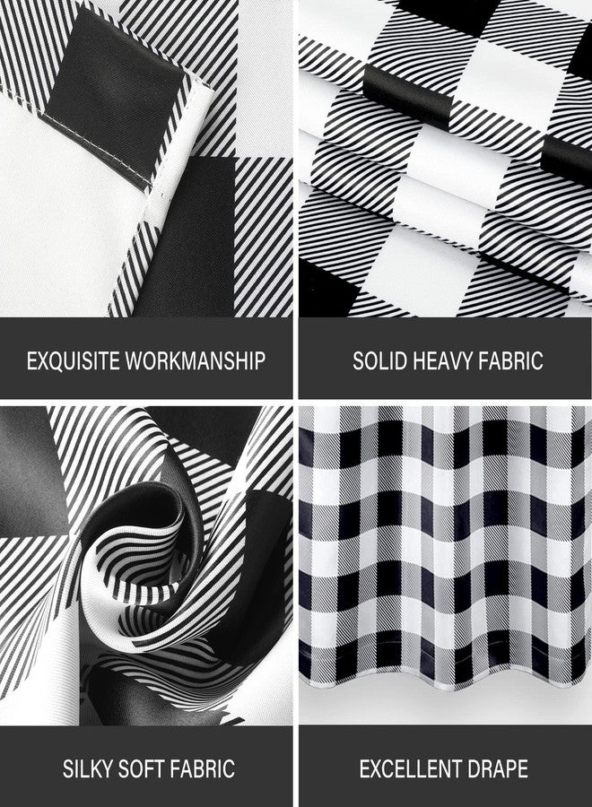Simple Deluxe Buffalo Plaid Blackout Valances Curtains for Kitchen Windows, Living Room, Farmhouse, Bedroom, Rod Pocket Kitchen Curtain Valance, 52" W x 15" L, Black&White - Image 5