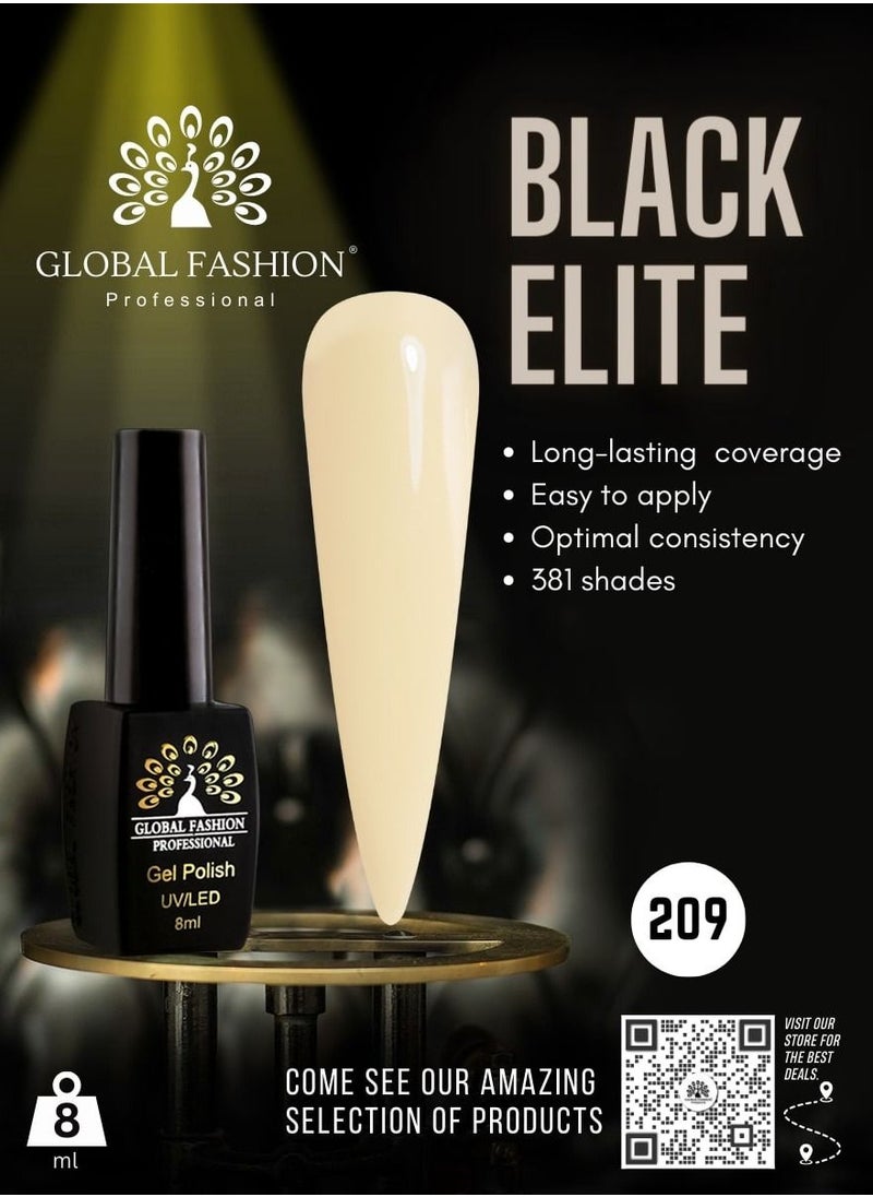 GLOBAL FASHION Global Fashion Black Elite Gel Polish | 132 Colors of Long-Lasting Elegance - 8ml | 209  - Image 2