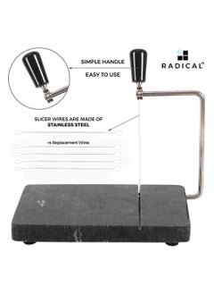 RADICALn Radicaln Marble Cheese Slicer Black Kitchen Gadgets 8"x5" Inch Handmade Cutting Board With 4 Replacement Cheese Cutter Wires - Soft Food Slicer, Butter Cutter - Ideal Kitchen Tools For Cheese Slices  - Image 5