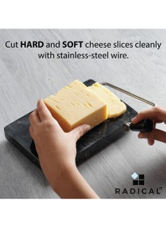 RADICALn Radicaln Marble Cheese Slicer Black Kitchen Gadgets 8"x5" Inch Handmade Cutting Board With 4 Replacement Cheese Cutter Wires - Soft Food Slicer, Butter Cutter - Ideal Kitchen Tools For Cheese Slices  - Image 3