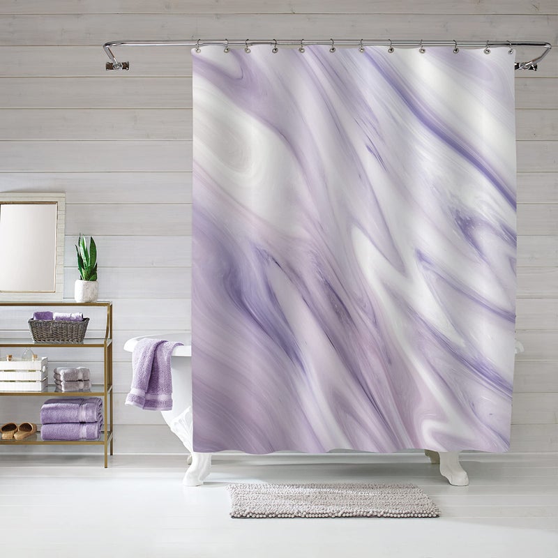 MitoVilla Purple Marble Shower Curtain Set Abstract Fabric Curtain for Bathroom Decor Modern Standard Curtain for Bathtub Lavender Washable  72 x 72