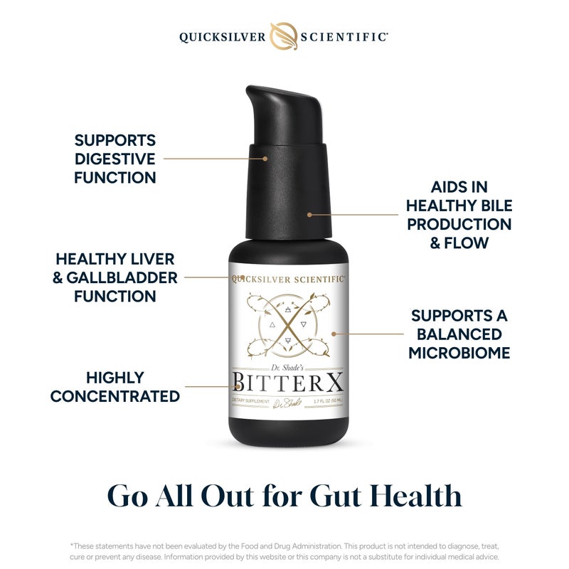 Quicksilver Scientific Dr. Shade's BitterX - Highly Concentrated Bitters for Digestion - Fast Acting Digestive Support & Liver Supplement with Dandelion Root, Gentian Root, Solidago & Myrrh (50ml) - Image 3