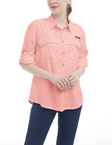 Little Donkey Andy Women's UPF 50+ UV Protection Shirt, Long Sleeve Fishing Shirt, Breathable and Fast Dry Coral L - Image 1
