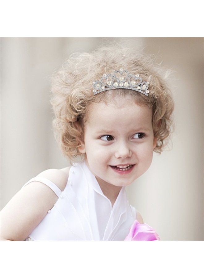 Small Tiara Crown with Hair Comb, 3 Pack Mini Tiara Crown Princess Crystal Shiny Hair Accessories for 2 3 4 5 6 7 8 9 Years Girls Hair Dectoration Styling Cute Hair Accessories (3 Styles)