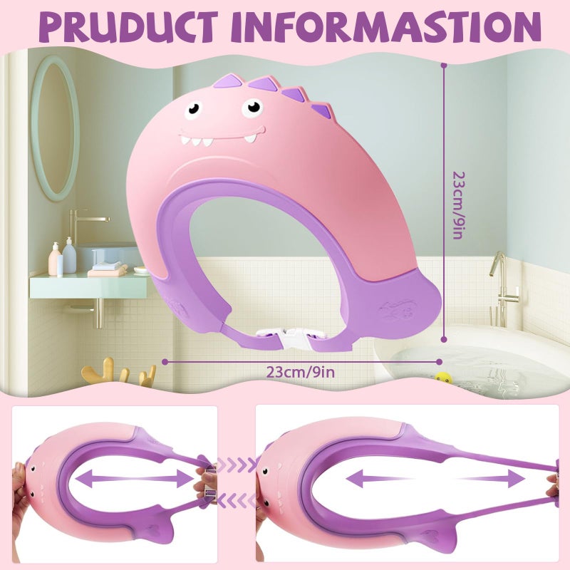 Thcbme Baby Shower Cap Shield, Shower Cap for Kids, Visor Hat for Eye and Ear Protection for 0-9 Years Old Children,Cute Dinosaur shape Makes the Baby Bath More Funâ€¦ (Pink) - Image 2