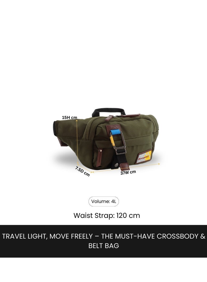 Discovery ICON Waist Bag Khaki Hip Bag With Adjustable Strap RFID Pocket Suitable For Travel Outdoors Gym Hiking For Men And Women - Image 4