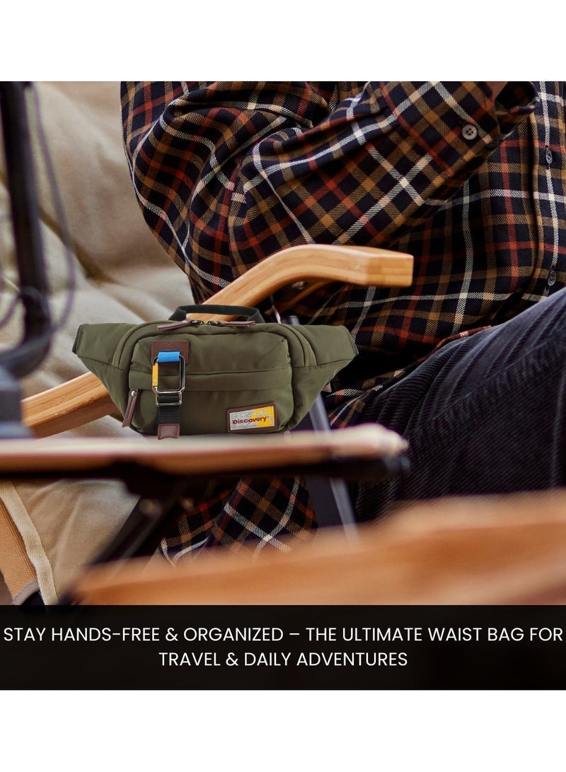 Discovery ICON Waist Bag Khaki Hip Bag With Adjustable Strap RFID Pocket Suitable For Travel Outdoors Gym Hiking For Men And Women - Image 5