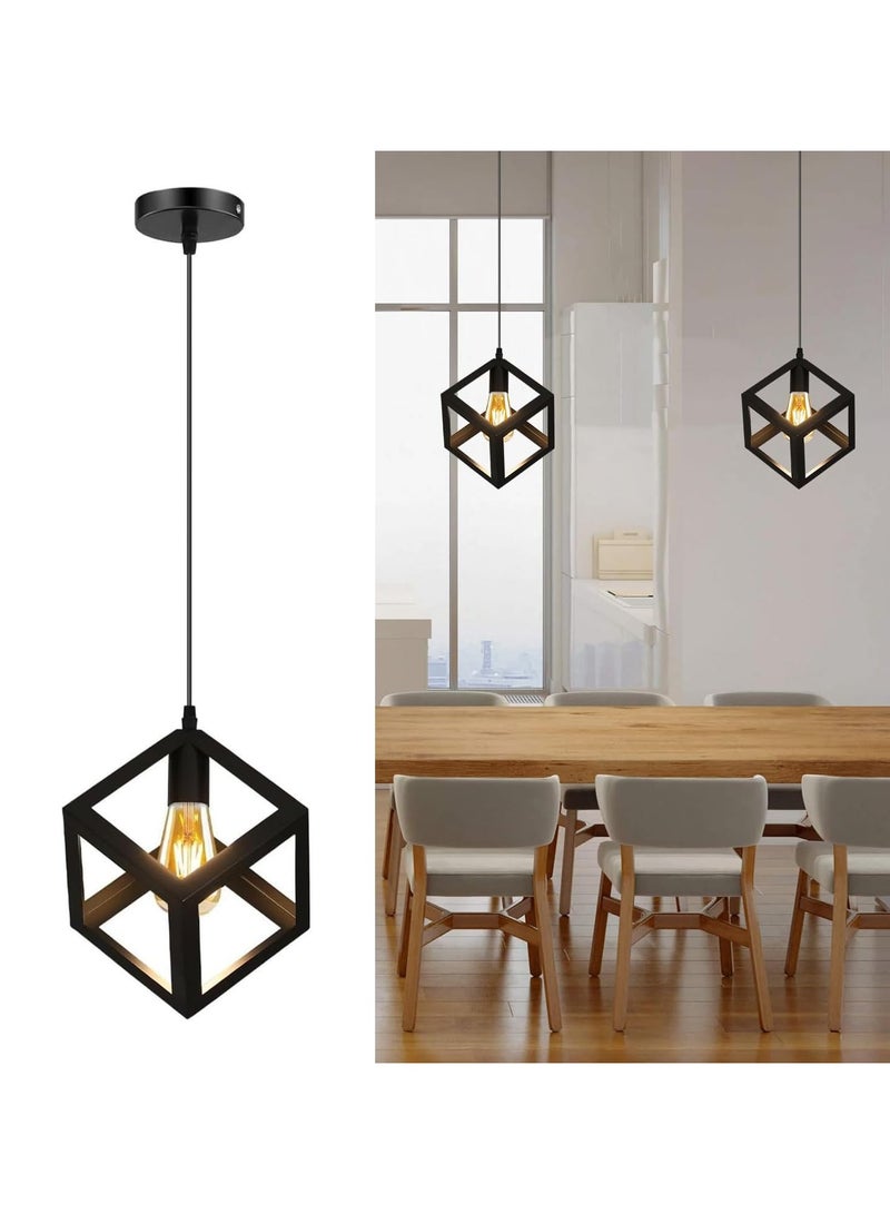 كيلا مصباح معلق صناعي قابل للتعديل باللون الأسود، مصباح معدني مثالي للمطابخ وغرف المعيشة والممرات والممرات وغرف الطعام وغرف النوم - Image 1