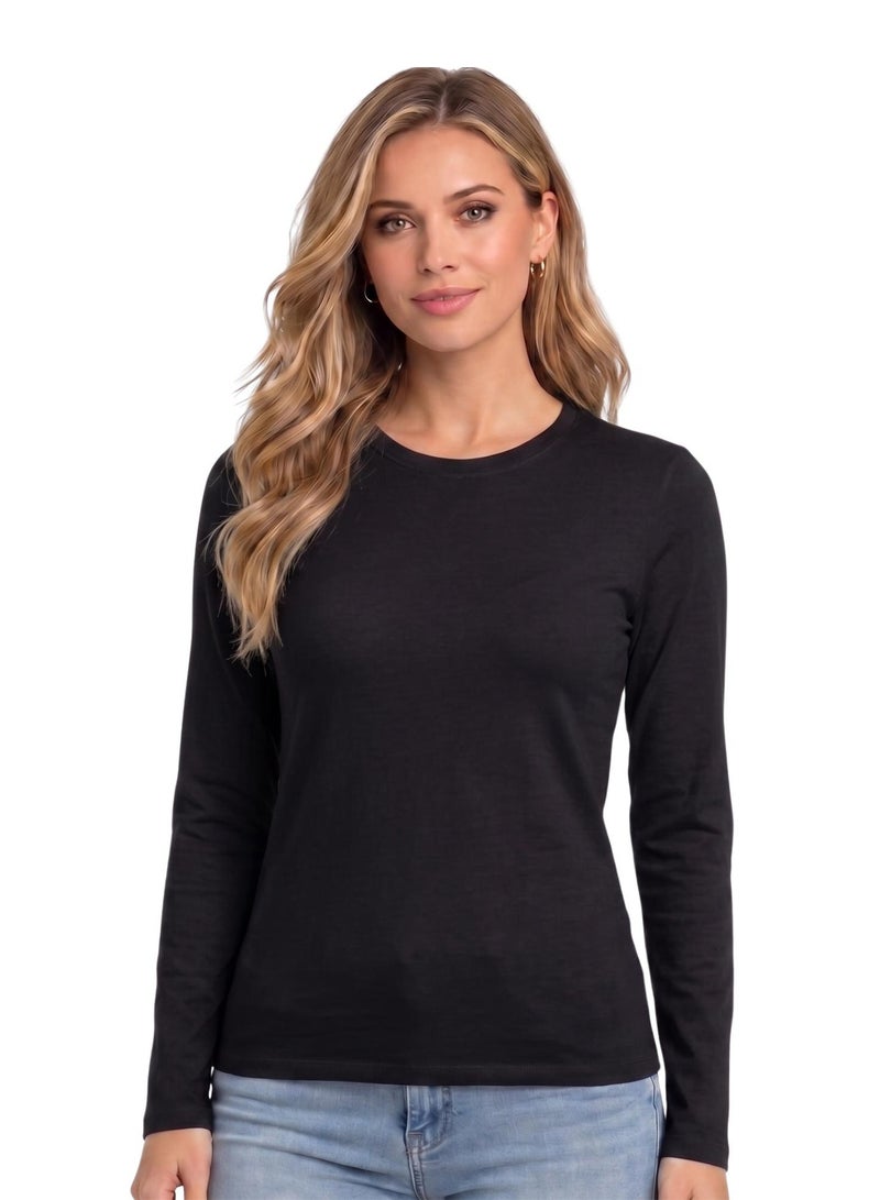 Karma Pack of 2 Cotton Viscose Long Sleeve Round Neck Body Top - Image 3