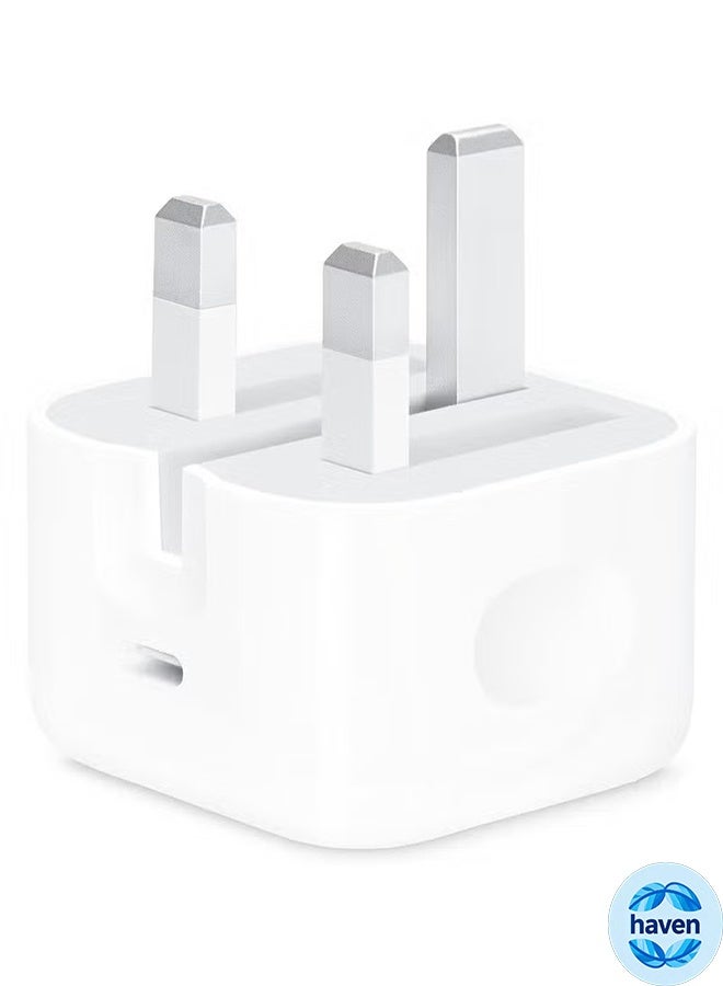 هافن شاحن آيفون ذو فتحات شحن سريعة سعة 20 وات USB-C محول طاقة متوافق مع آيفون 16/15/14/14 برو/14 برو ماكس/14 بلس/13/12/SE2020/11/XR/XS ماكس/X/iPad، سامسونج جالاكسي وجميع الهواتف من نوع C - Image 1