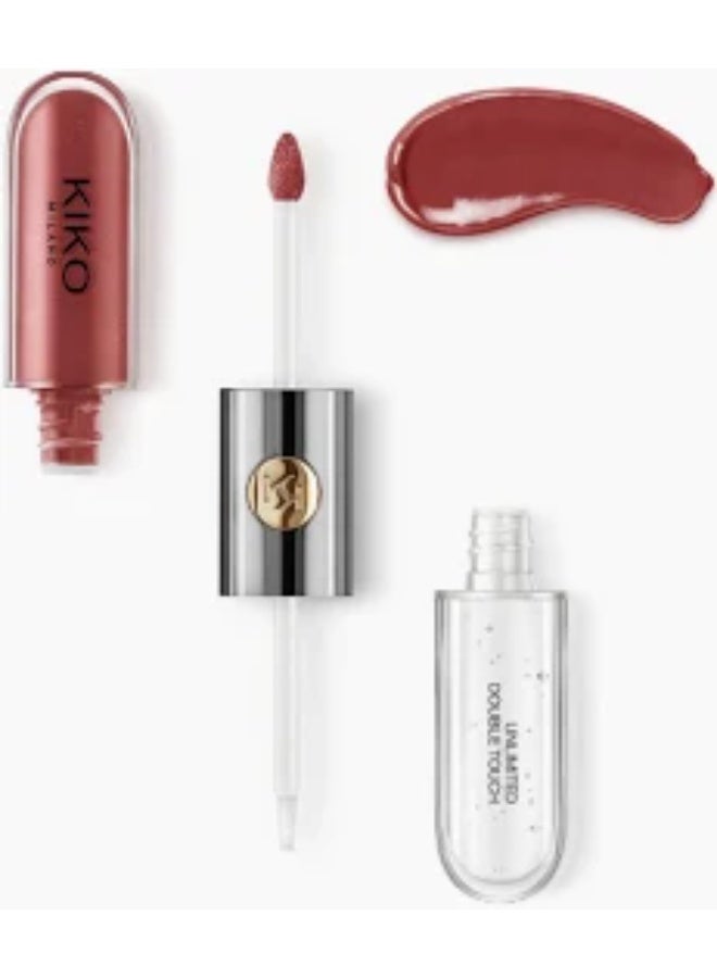 كيكو ميلانو KIKO Milano Unlimited Double Touch  Natural Rose Liquid103-105-029 Lip Colour with Clear Gloss, 6 ml - Image 3