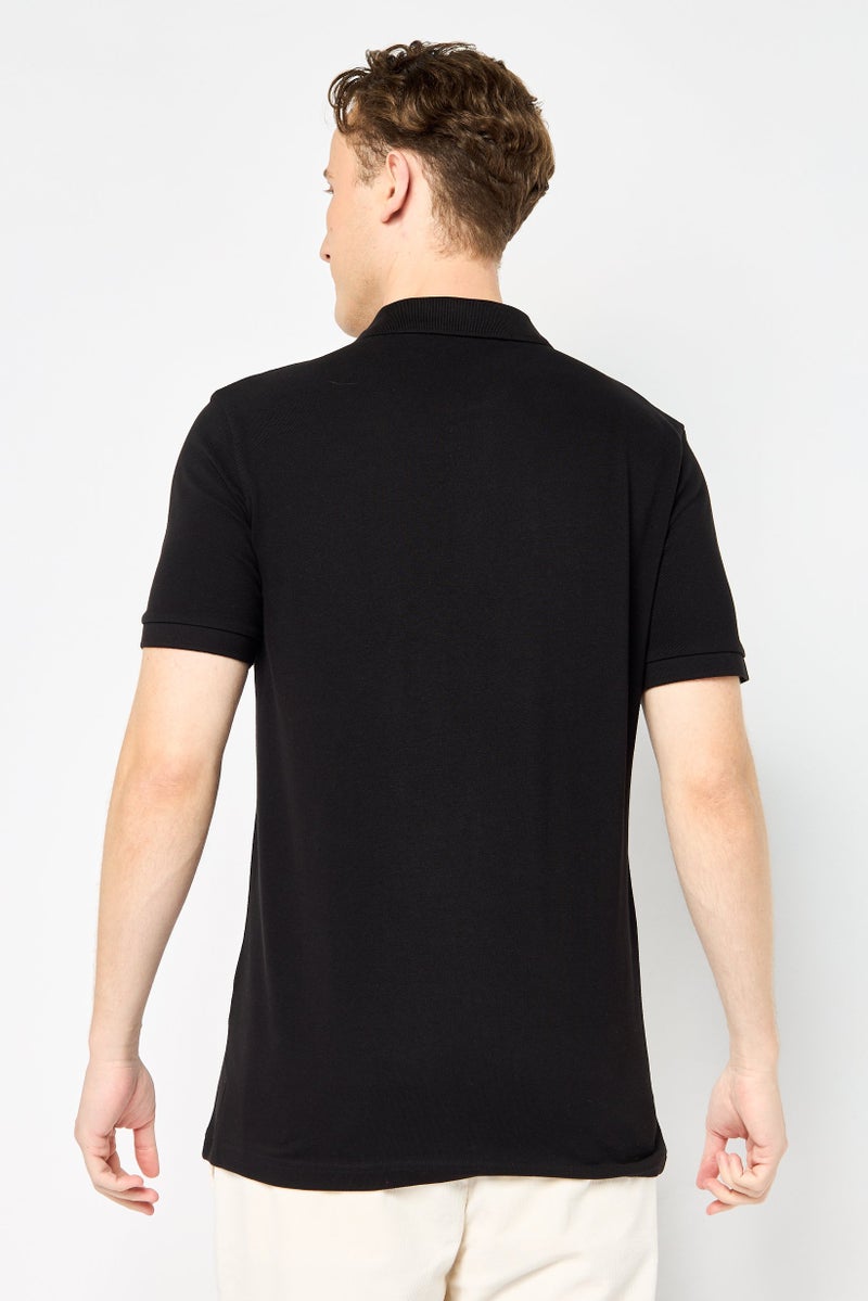 JOHN RICHMOND Men Regular Fit Brand Logo Short Sleeves Polo Shirt, Black - Image 3