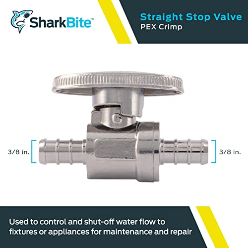 SharkBite 3/8 Inch Crimp Quarter Turn Straight Stop, Brass Plumbing Fitting, PEX Pipe, PE-RT, 23382LF - Image 2