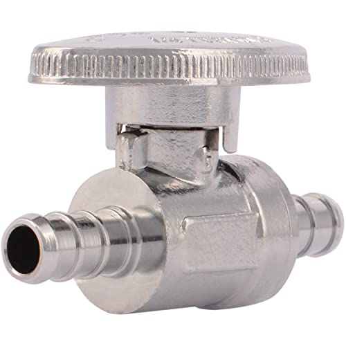 SharkBite 3/8 Inch Crimp Quarter Turn Straight Stop, Brass Plumbing Fitting, PEX Pipe, PE-RT, 23382LF - Image 1
