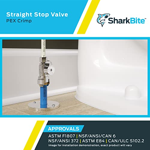SharkBite 3/8 Inch Crimp Quarter Turn Straight Stop, Brass Plumbing Fitting, PEX Pipe, PE-RT, 23382LF - Image 5