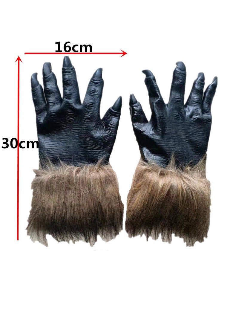 Horror Mask Party Cosplay Costume Werewolf Dress Up Mask - Wolf Head Mask and Claws (Man) - Image 3