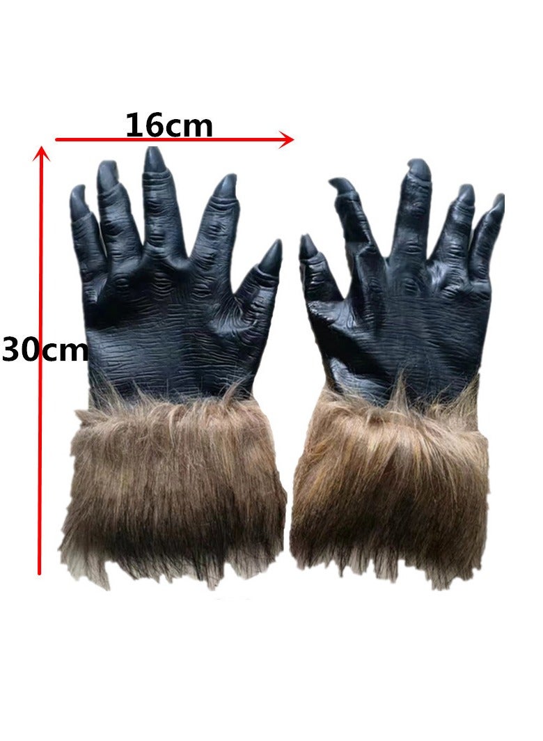 Horror Mask Party Cosplay Costume Werewolf Dress Up Mask - Wolf Head Mask and Claws (Man) - Image 2