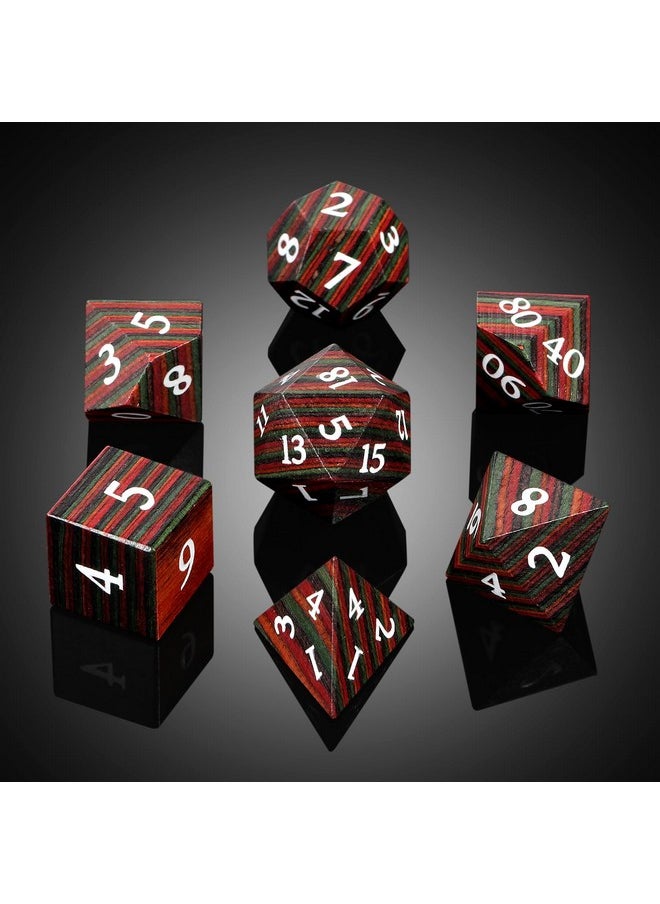N D&D Dice, Dndnd Technical Wood Dnd Die Set With Gift Case For Dungeons And Dragon Tabletop Games (Technical Wood)