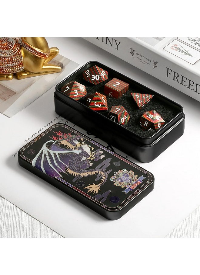 N D&D Dice, Dndnd Technical Wood Dnd Die Set With Gift Case For Dungeons And Dragon Tabletop Games (Technical Wood)