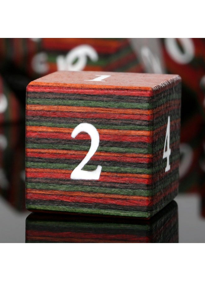 N D&D Dice, Dndnd Technical Wood Dnd Die Set With Gift Case For Dungeons And Dragon Tabletop Games (Technical Wood)