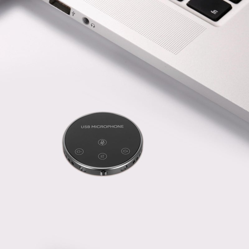 ميكروفون USB متعدد الاتجاهات بزاوية 360 درجة لالتقاط الصوت للمكالمات الجماعية واجتماعات الفيديو والبث المباشر لسطح المكتب باللون الأسود - Image 5