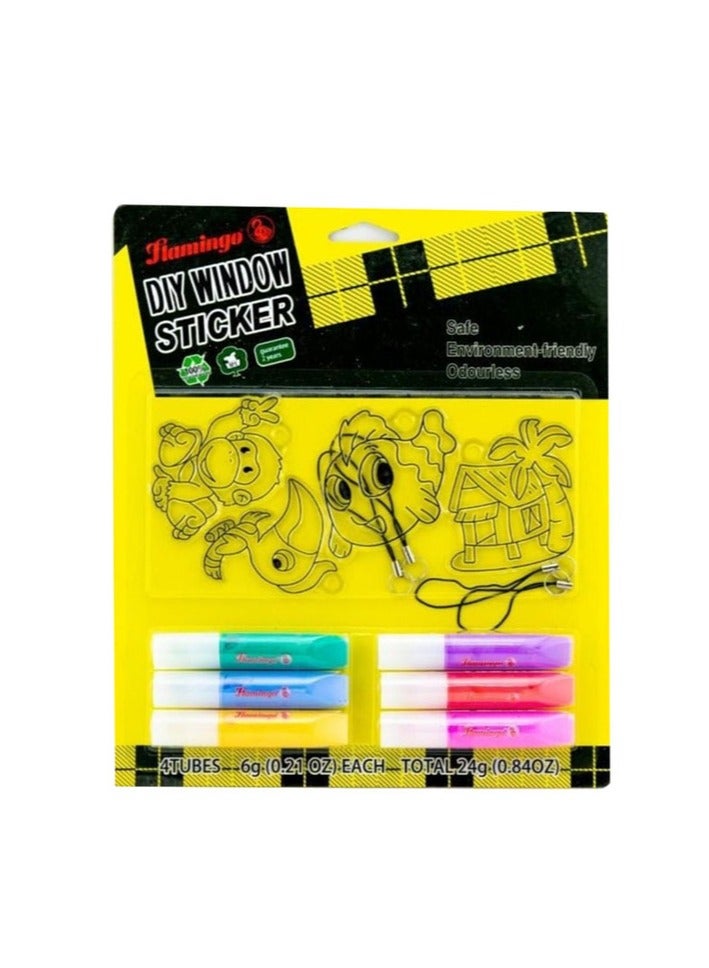 Flamingo Diy Window Sticker, 4 Pieces, Multicolour - Image 1