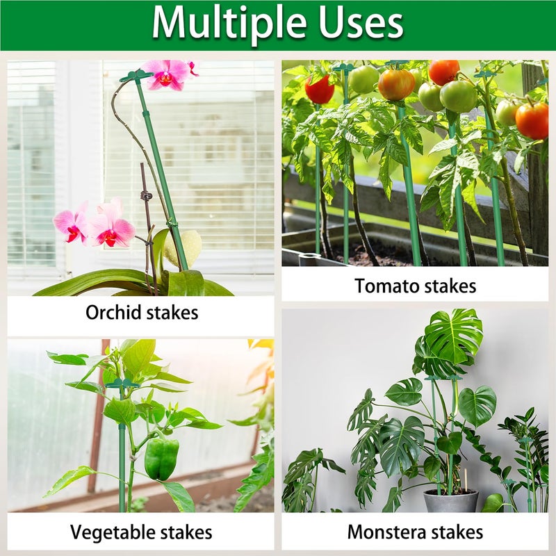 BOVITRO Extendable Plant Stakes, Length Scalable from 17.9IN to 42.3IN Plant Support Stake, Orchid Sticks with Clips for Indoor Outdoor,Garden Stakes for Plant,Tomato,Vegetables,Monstera,Vine - 3Pack - Image 5