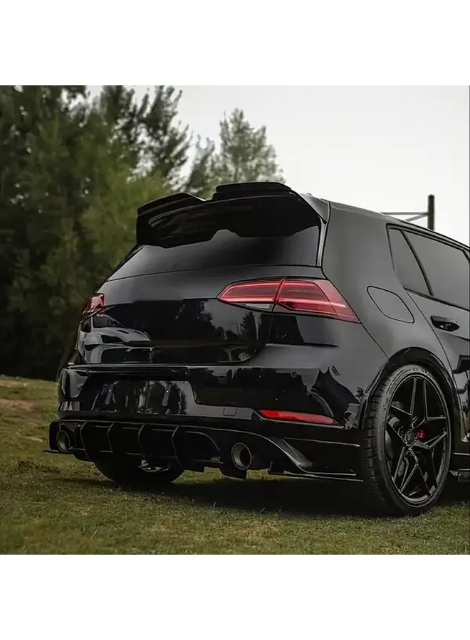 قطعتان لوحة تمديد جناح خلفي أسود لامع لجولف MK7 7 5 GTI R Line مجموعة ترقية ديناميكية هوائية - Image 4