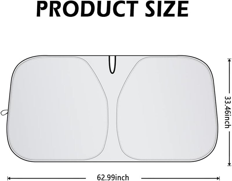 Car Shade Front Windshield-Portable Folding Strong UV&Heat Resistant Sun Blocker- Keeps Car Cool,Universal Windshield Cover Sun Shade Fit Car, Truck, SUV (XL(62.99 * 33.46inch)) | UV&Heat Resistant Sun Blocker- Keeps Car Cool,Universal Windshield Cover Sun Shade Fit Car, Truck, SUV XL(62.99*33.46inch) - Image 2