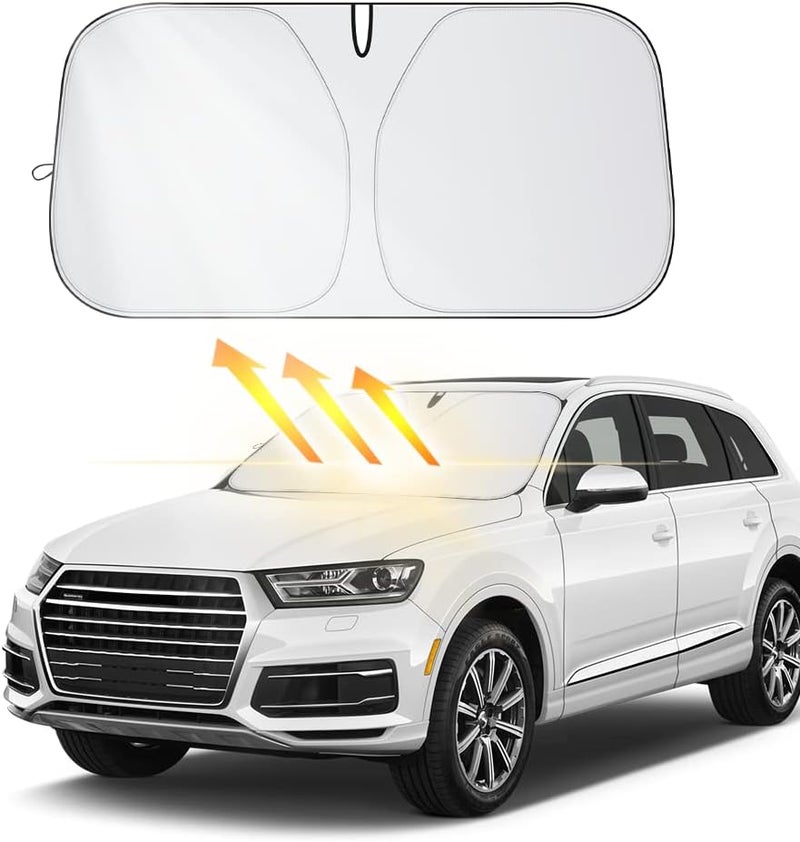 Car Shade Front Windshield-Portable Folding Strong UV&Heat Resistant Sun Blocker- Keeps Car Cool,Universal Windshield Cover Sun Shade Fit Car, Truck, SUV (XL(62.99 * 33.46inch)) | UV&Heat Resistant Sun Blocker- Keeps Car Cool,Universal Windshield Cover Sun Shade Fit Car, Truck, SUV XL(62.99*33.46inch) - Image 1