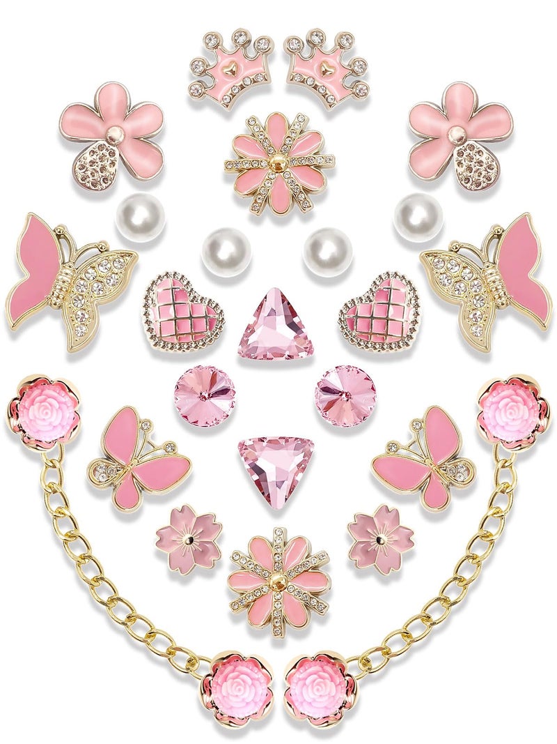 Acwenie 24pcs Plastic Bling Shoe Charms Set â€“Pearl, Butterfly, Flower & Chain Decorations for Clogs & Sandals â€“ Cute Accessories for Women & Girls Gift - Image 1