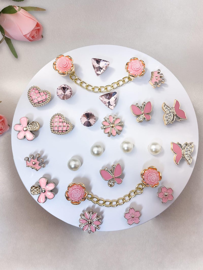Acwenie 24pcs Plastic Bling Shoe Charms Set â€“Pearl, Butterfly, Flower & Chain Decorations for Clogs & Sandals â€“ Cute Accessories for Women & Girls Gift - Image 3