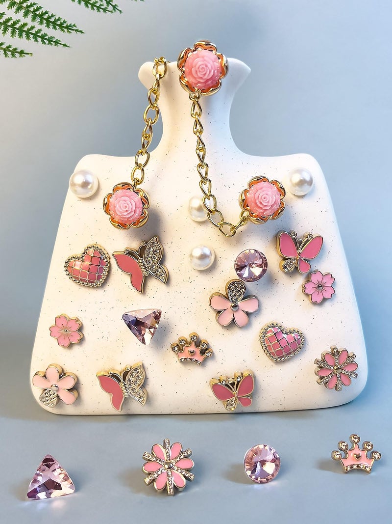 Acwenie 24pcs Plastic Bling Shoe Charms Set â€“Pearl, Butterfly, Flower & Chain Decorations for Clogs & Sandals â€“ Cute Accessories for Women & Girls Gift - Image 4
