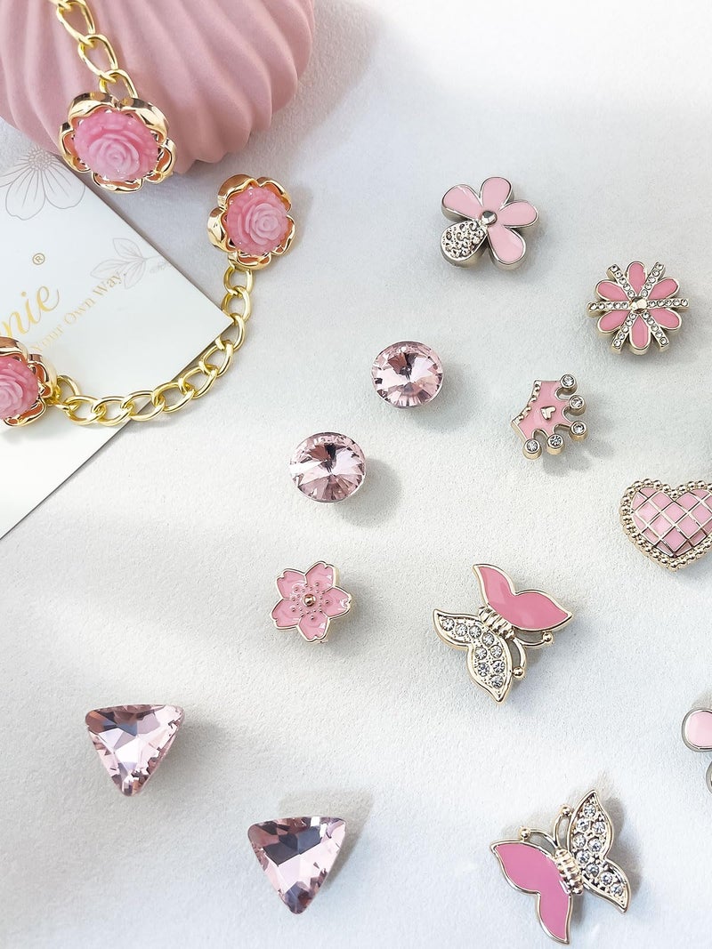 Acwenie 24pcs Plastic Bling Shoe Charms Set â€“Pearl, Butterfly, Flower & Chain Decorations for Clogs & Sandals â€“ Cute Accessories for Women & Girls Gift - Image 5
