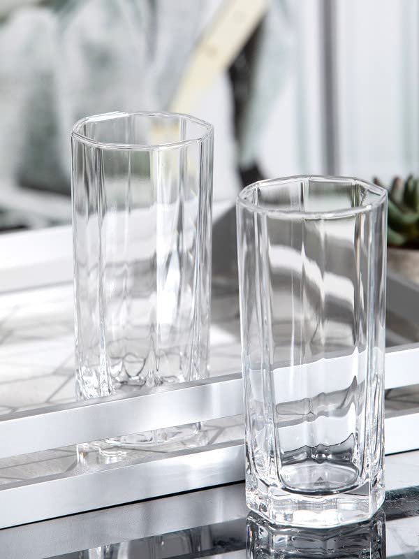 NVRA Premium JuiceWater Glass Set of 4 300ml Classic Highball Tumbler Glasses for Drinking Juice Milkshake Beer Cocktail Coke Lassi Soda Hexagonal 4 - Image 2