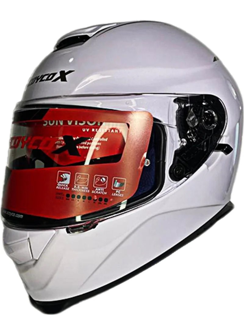 Scoyco Closed Helmet White with Sun Visor