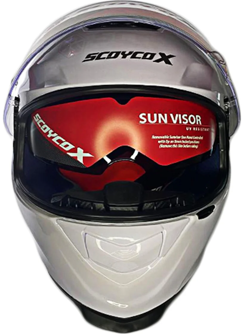 سكويكو Closed Helmet White with Sun Visor