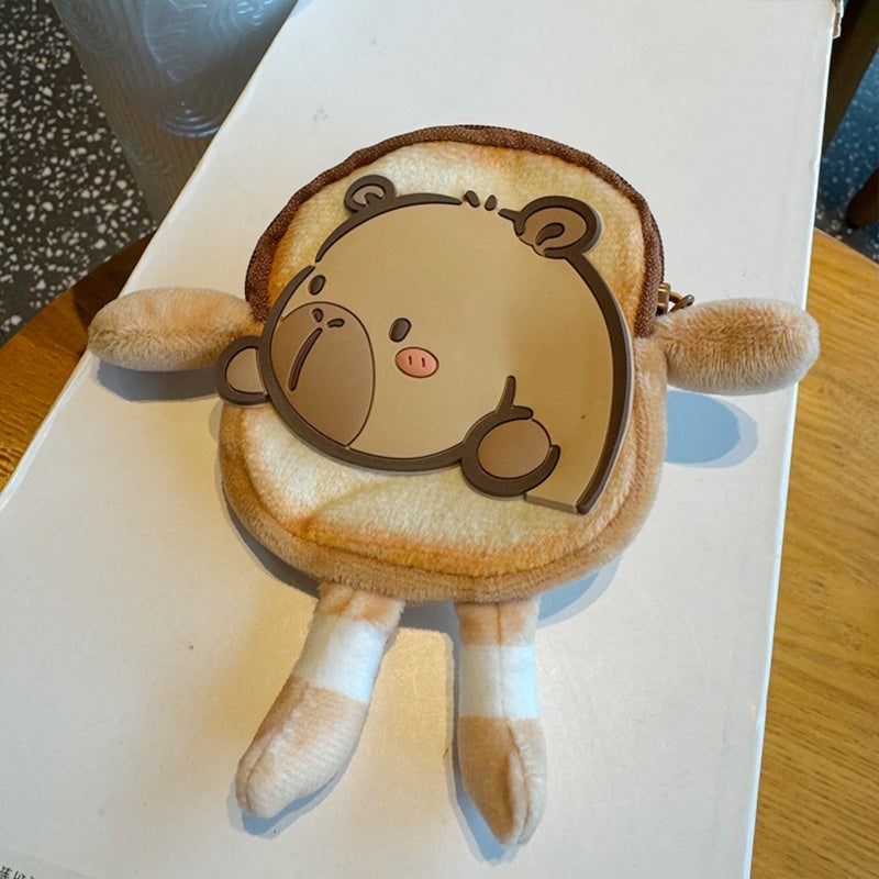 Brown Cartoon Capybara Plush Purse - Soft Comfortable Touch, Multi-Compartment Storage for Earphones Data Cables, Stylish Compact Wallet for Animal Lovers Fashion Enthusiasts - Image 1