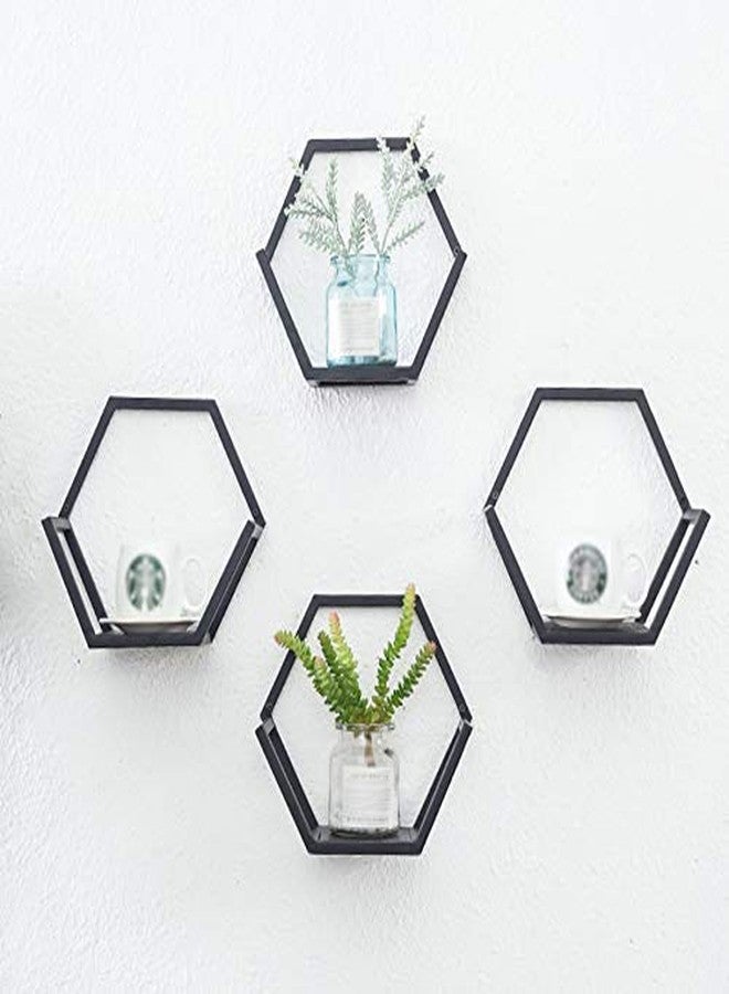INDIAN DECOR رف حائط هندي 1212، إطار معدني صغير، حامل أصيص زهور، خزانة كتب خشبية، حامل عرض لغرفة المعيشة - Image 2