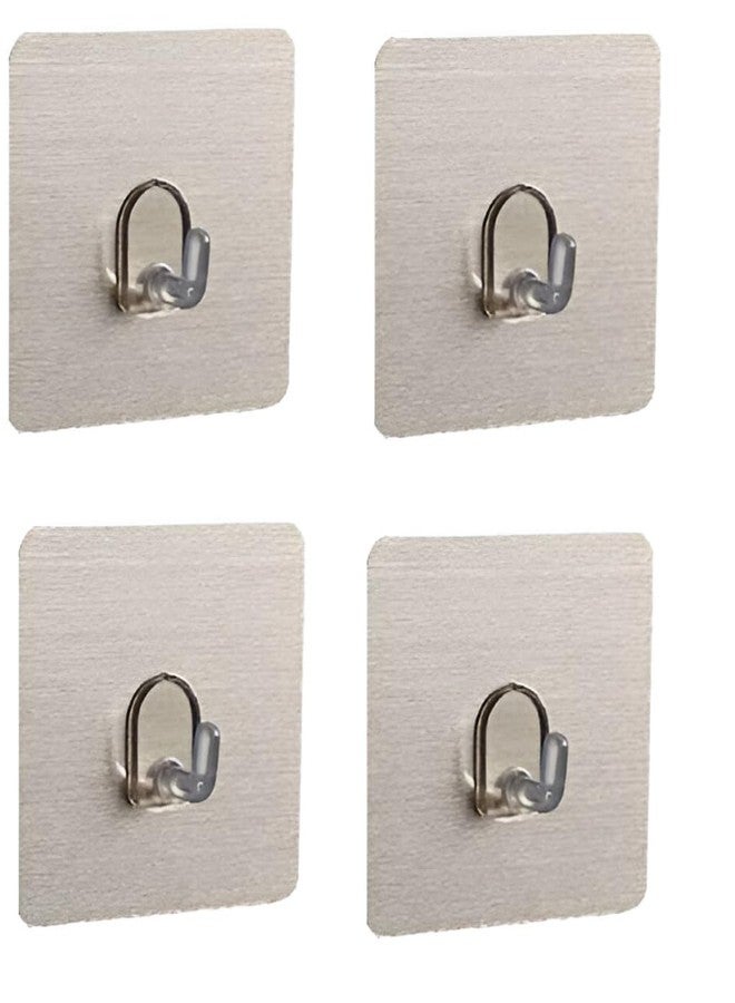 CLICKSY Self Adhesive Wall Hooks Heavy Duty 3 Kg (Max) Each Hook Nail Free Sticky Hangers with Reusable Utility Towel Bath Ceiling and Kitchen [ 4-pcs ] - Image 1