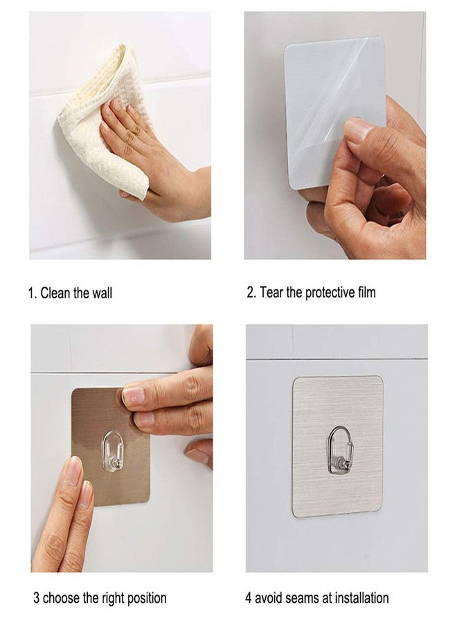 CLICKSY Self Adhesive Wall Hooks Heavy Duty 3 Kg (Max) Each Hook Nail Free Sticky Hangers with Reusable Utility Towel Bath Ceiling and Kitchen [ 4-pcs ] - Image 5