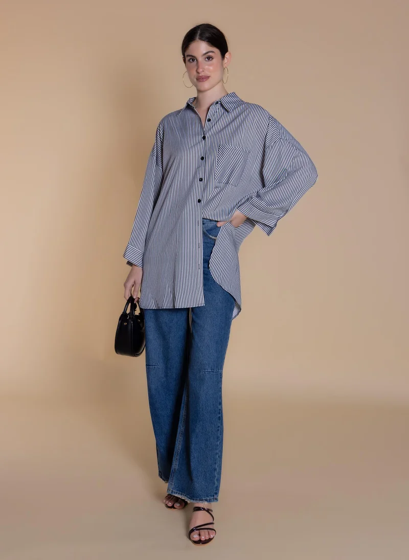 شايبس OVERSIZED STRIPED SHIRT