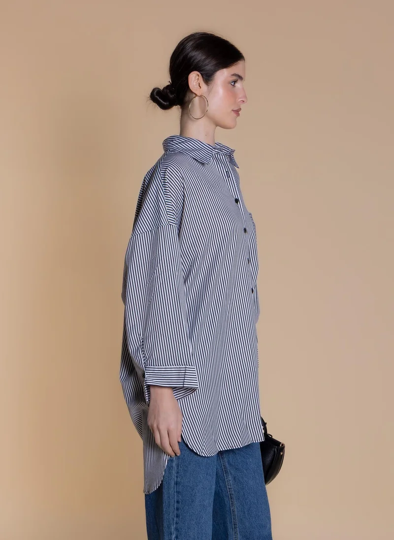Shapes Blue OVERSIZED STRIPED SHIRT for Women | Best Price UAE