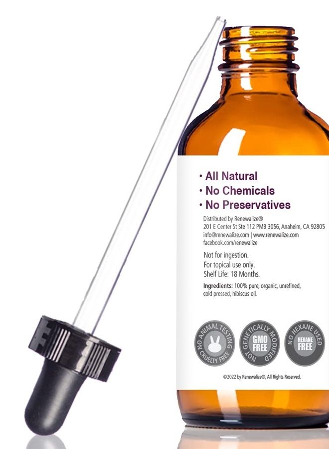 Renewalize Virgin Organic HIBISCUS SEED OIL | Unrefined Cold Pressed 100 Percent Pure | Large 4 fl oz bottle | All Natural Anti Aging and Hair Growth oil - Image 3