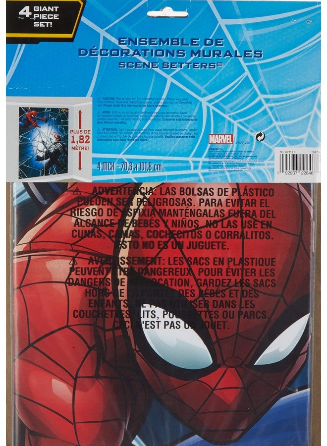 Amscan Multicolor Spider-Man™ Webbed Wonder Scene Setters® Wall Decorating Kit - 59" x 65" (4 Pc) - Vibrant Marvel-Themed Party Decor - Perfect for Kids' Birthdays & Superhero Fans - Image 2