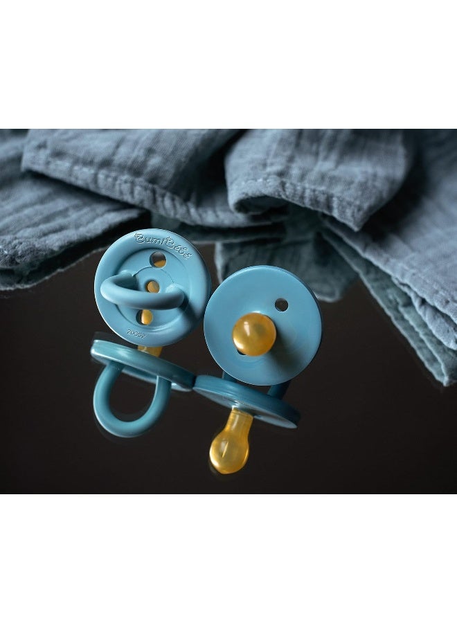 هيفيا HEVEA BumiBÃ©bÃ© Round Pacifiers 2-Back 3-36 Months (Sky Blue  Denim) - Image 4
