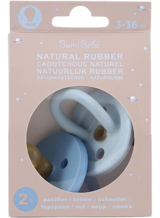 هيفيا HEVEA BumiBÃ©bÃ© Round Pacifiers 2-Back 3-36 Months (Sky Blue  Denim) - Image 3