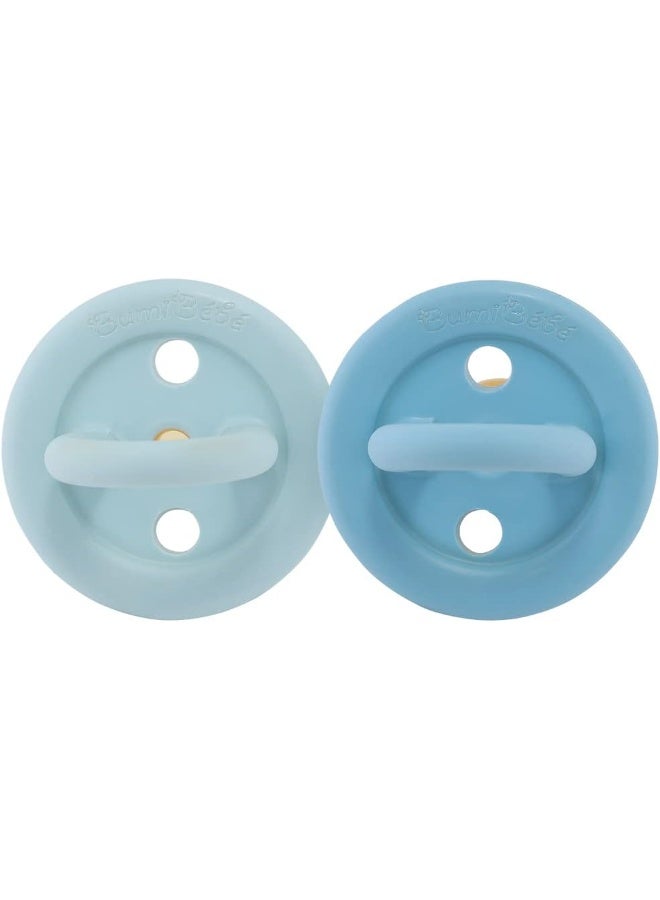هيفيا HEVEA BumiBÃ©bÃ© Round Pacifiers 2-Back 3-36 Months (Sky Blue  Denim) - Image 2